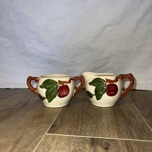 Vintage Franciscan Dinnerware Apple Pattern Sugar Bowl &‎ Creamer-Missing Lid